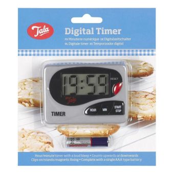 Tala Digital Kitchen Timer – Magnetic, Clip-On and Stand Function with Count Up and Count Down Modes