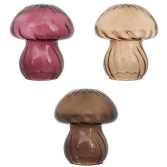 Autumn Glass Mushroom Plate 15.5cm – Decorative Glass Ornament in 3 Assorted Colours