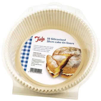 Tala 20cm Cake Tin Siliconised Liners – Pack of 50 Non-Stick Reusable Baking Liners