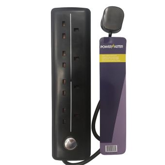 Powermaster 4-Way 2m Extension Lead with Glow in the Dark Sockets and OnOff LED Switch