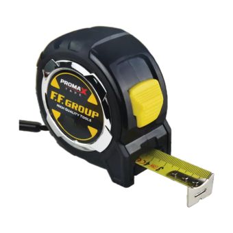 Promax 5m x 25mm Metric Measuring Tape – Durable Nylon Coated Blade with Triple Riveted Hook, Shock Absorbing Bumper and Rubber Grip Case