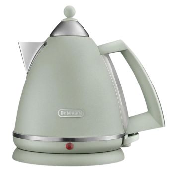 DeLonghi Argento Flora 1.7L Kettle Green – Stylish Cordless Stainless Steel Kettle