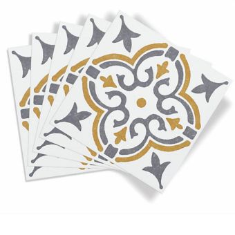 D-C-Fix Jamila Gold Self-Adhesive Wall Tiles 15cm x 15cm Pack of 6 – Waterproof Peel & Stick Splashback