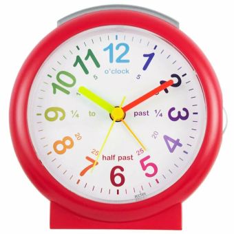 Lulu Red Time Teaching Alarm Clock – Silent Sweep Movement with Snooze, Backlight and Crescendo Alarm for Kids and Learning Environments