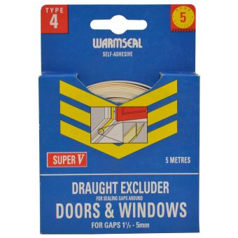 Warmseal White Polystyrene ‘V’ Strip Draught Excluder 5m – Energy Saving Seal for Doors and Windows