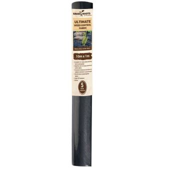 Grass Roots Ultimate Heavy Duty Weed Control Fabric 10m x 1m Black Landscape Membrane