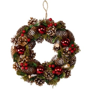 YuleFest Wreath 36cm – Rustic Christmas Door Wreath