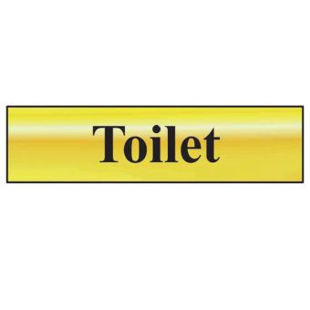 Polished Gold Effect Self-Adhesive Toilet Door Sign 200mm x 50mm – Interior Office & Commercial Use