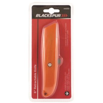Blackspur 6” Retractable Utility Knife with Blade – Heavy Duty Aluminium Body