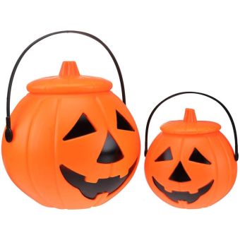 Large Halloween Pumpkin Candy Bucket – Trick or Treat Candy Holder and Decorative Cauldron