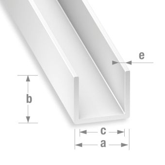 U-Shaped White PVC Profile 21mm x 10mm x 19mm x 1mm x 1m