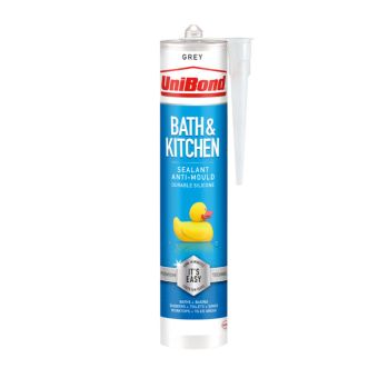 UniBond Bath & Kitchen Anti-Mould Silicone Sealant - Grey - 291g