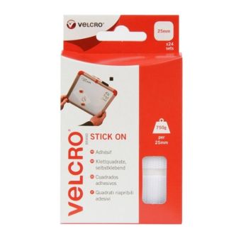 Velcro White 25mm Stick On Squares - Pack Of 24
