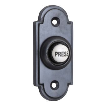 Victorian Bell Push with China Press Button - Matt Black