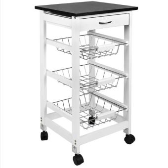 Chef Vida 3 Tier Wooden Kitchen Trolley - White