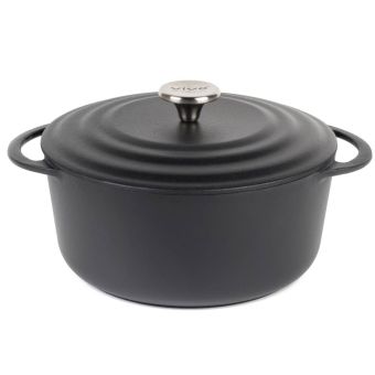 Vivo Black Casserole Dish With Lid - 24cm