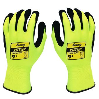 Vizflex Large Safety Work Gloves Double-Dipped High-Visibility Cut-Resistant Grip Gloves for Industrial and Outdoor Use
