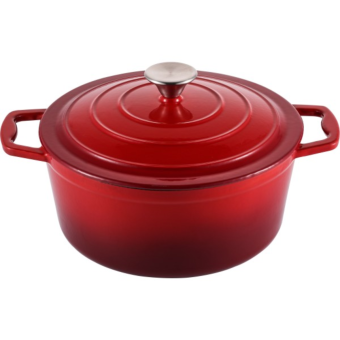 Steelex Red Round Oval Cast Iron Casserole 20cm - 2.7L