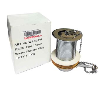 Unslotted 1¼" Chrome Basin Waste - With Plug