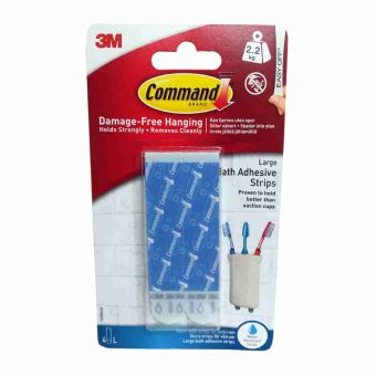 Command™ Bath Adhesive Strips - 4 Large White - 2.2kg