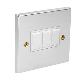 3 Gang Switch Polished Chrome White