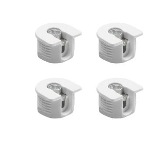 Amig White Plastic Side Connector Fitting - Pack Of 4