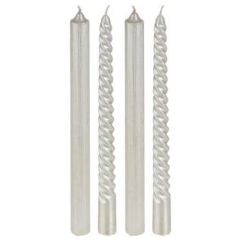 White Glitter set of Candles - 4 pack