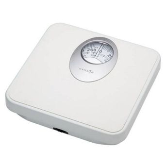 Hanson Mechanical Bathroom Scale with Magnified Display - White