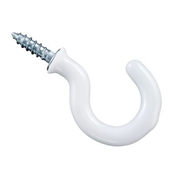 White PVC Cup Hooks 25mm - Pack of 6