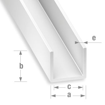White PVC U Profile - 10mm x 21mm x 19 x 1mm x 2m