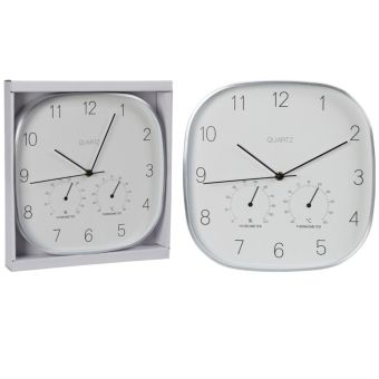 White Wall Clock, Hygrometer & Thermometer 28 x 28xcm