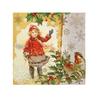 Winter Girl with Birds 3 Ply - 33cm x 33cm