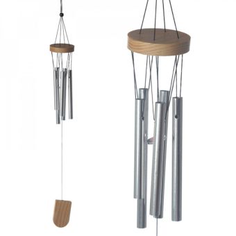 Wooden Wind Chime with Metal Tubes - 37cm