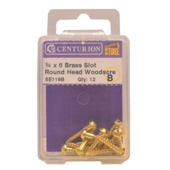 Slotted Brass Woodscrews 3/4in x 6mm - Pack of 12