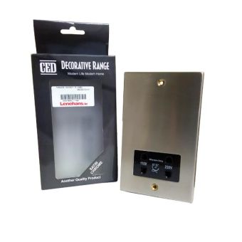 CED Shaver Socket - Satin Chrome with Black Insert