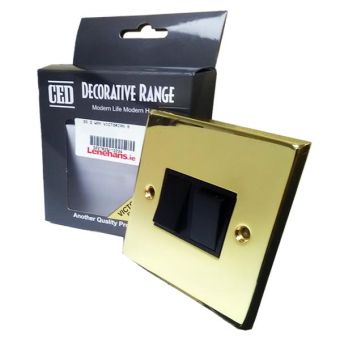 CED Victorian Brass 2 Gang Black Switch