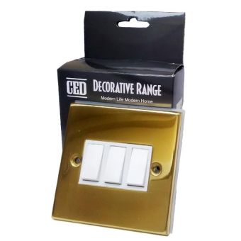 CED Victorian Brass 3 Gang 2-Way Switch