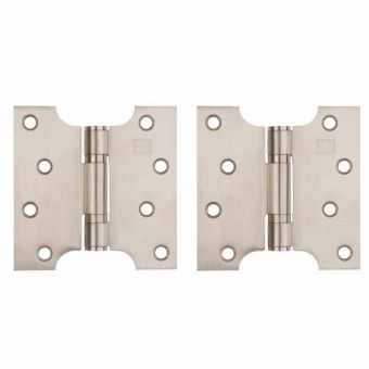 Satin Stainless Steel Parliament Door Hinges Button Tipped 4 x 2 x 4" - Pair