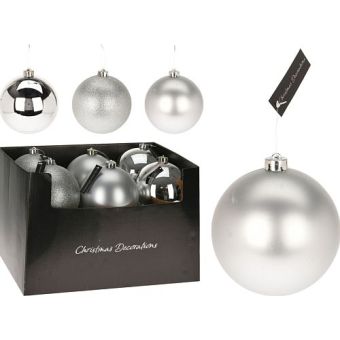 Christmas Baubles Decorations 140mm - Silver