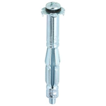 Zinc Metal Cavity Wall Anchors M5 x 65mm with 70mm Screws for Heavy Duty Hollow Wall Fixing - 6 pieces