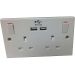 Double Switched Socket with 2 x 2.1A USB Charger Ports