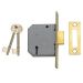 3 Lever Mortice Deadlock Polished Brass 77.5mm 3in
