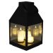 3 Tealight Warm White Candle Black Lantern Battery Operated with Timer