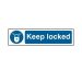 Blue / White - Keep Lock - Self-Adhesive Sign - 200 x 50mm
