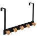 Bamboo and metal over door 5 hook rail