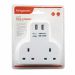 Kingavon 2 Way Plug Adaptor (With 2 USB Ports)