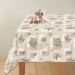 Beige Check Floral Design Oilcloth - Price per metre