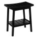 Black Bamboo Stool with Storage Shelf