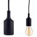 Black Plastic Pendant Lamp with 1m Cable and PVC Canopy – Modern Minimalist Ceiling Light Fixture