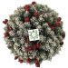 Classic Christmas Pine and Red Berry Snow Effect Topiary Ball 30 Lights